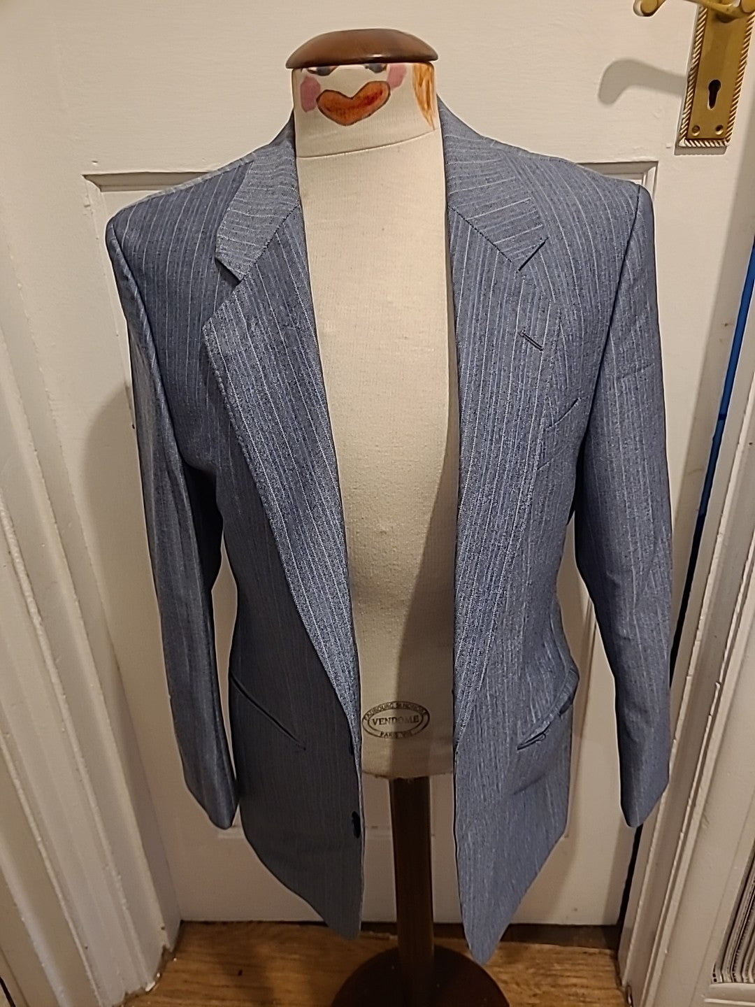 Mens Airliner Tailored By Bäunler Size 38s Blue Mix Long Sleever Blazer Suit