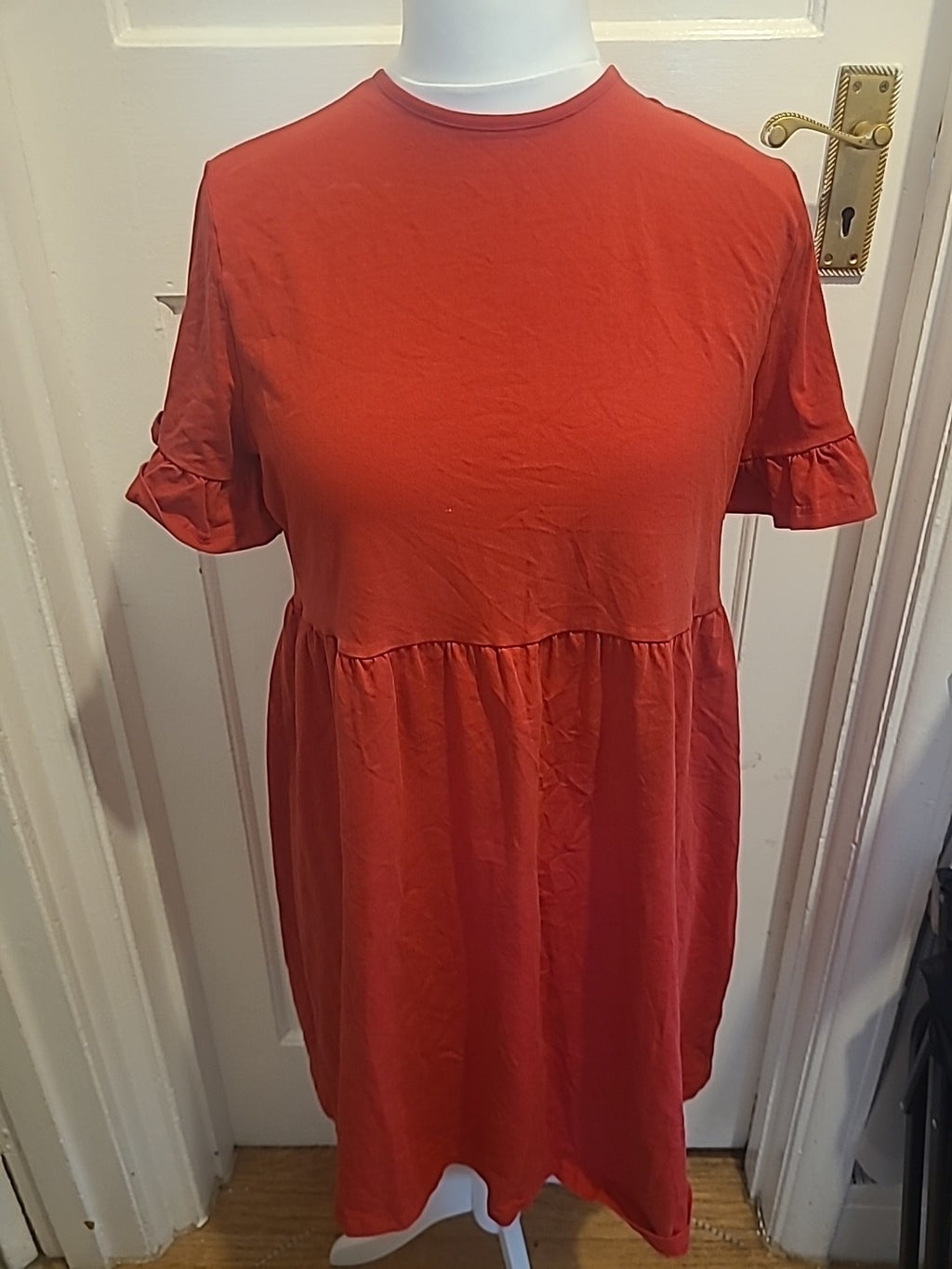 Ladies Boohoo Size 16 Red Short Sleeved A-Line Dress