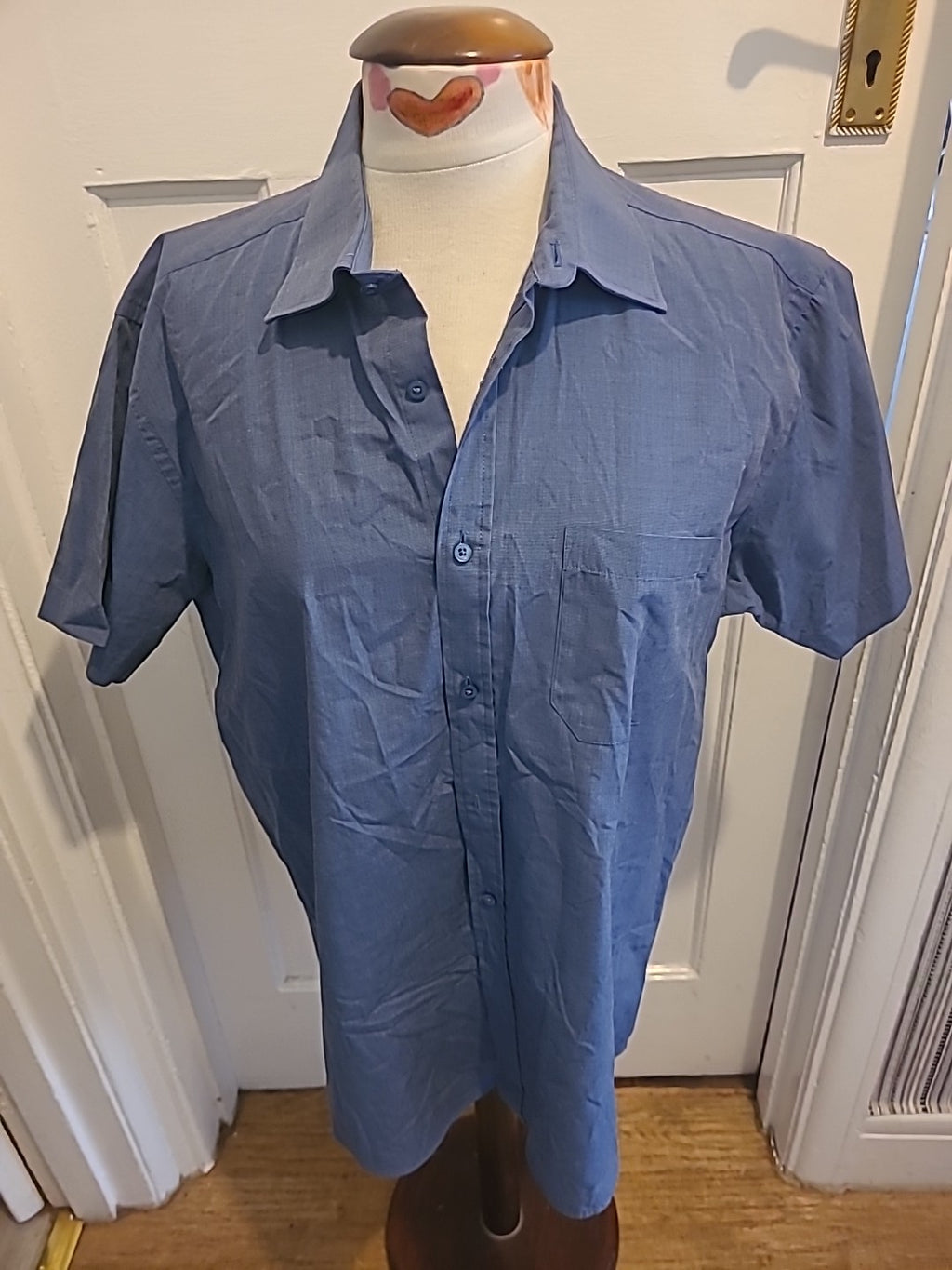 Mens Thomas Nash Size 16" Petrol Blue Easy Care Short Sleeved Shirt