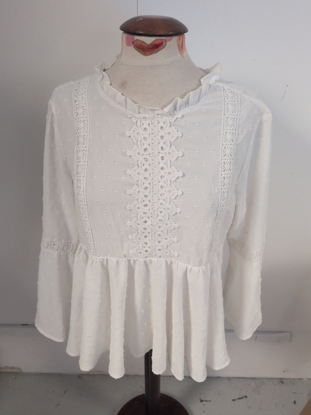Small White Flowy Long Sleeve Blouse