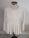 Small White Flowy Long Sleeve Blouse