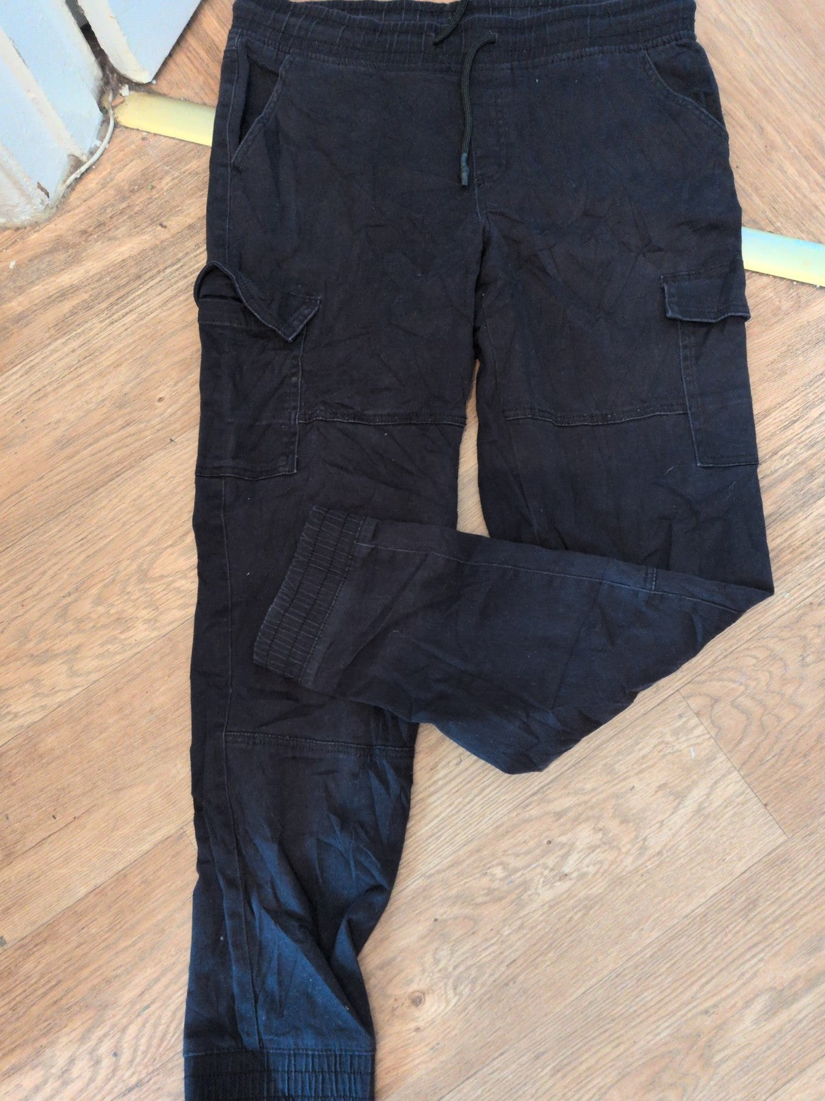 Alphar One 34" Black Elasticated Cargo Trousers