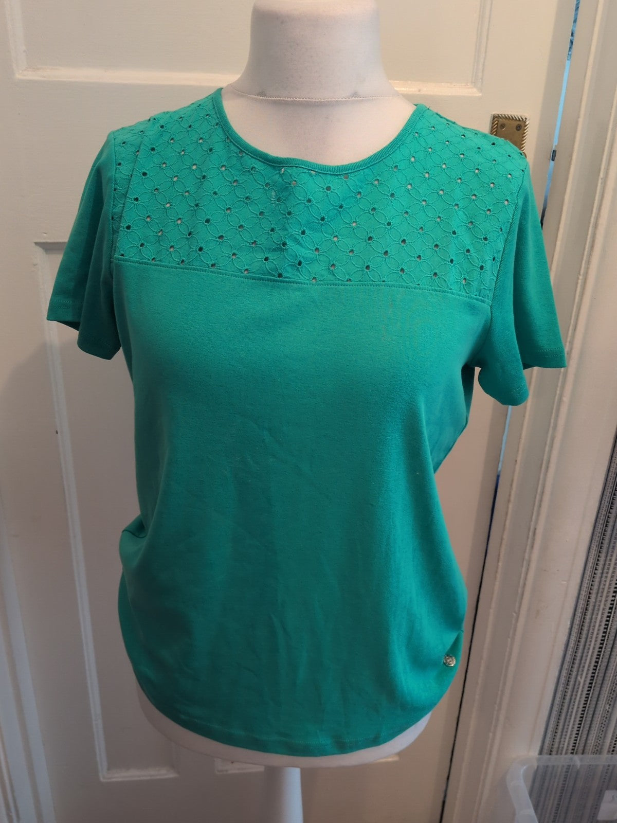 Maine New England 16 Turquoise Short Sleeve Blouse(Couple Small Marks)