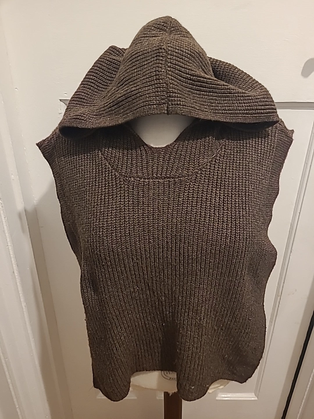 Ladies Brown Woolly Hooded Poncho Primark One Size