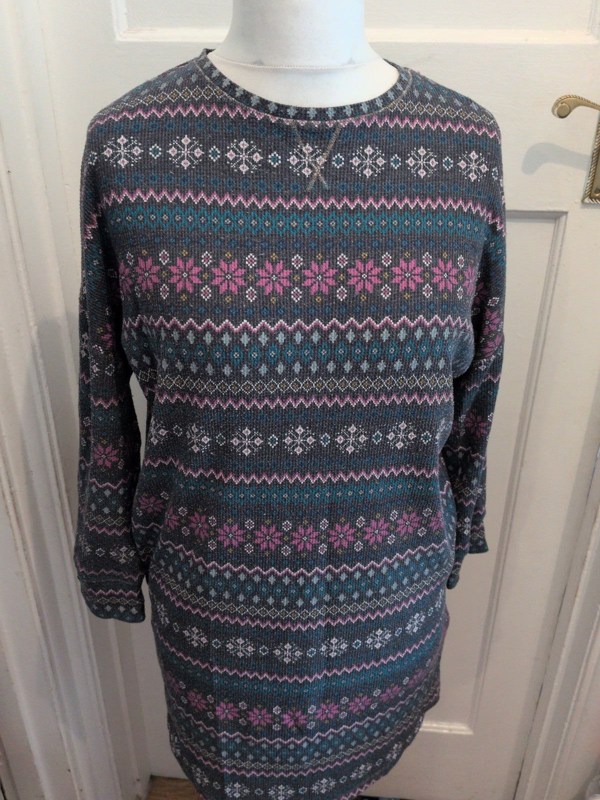 Marks And Spencer Small Multicoloured Pattern 3/4 Sleeve Dress Bobbling