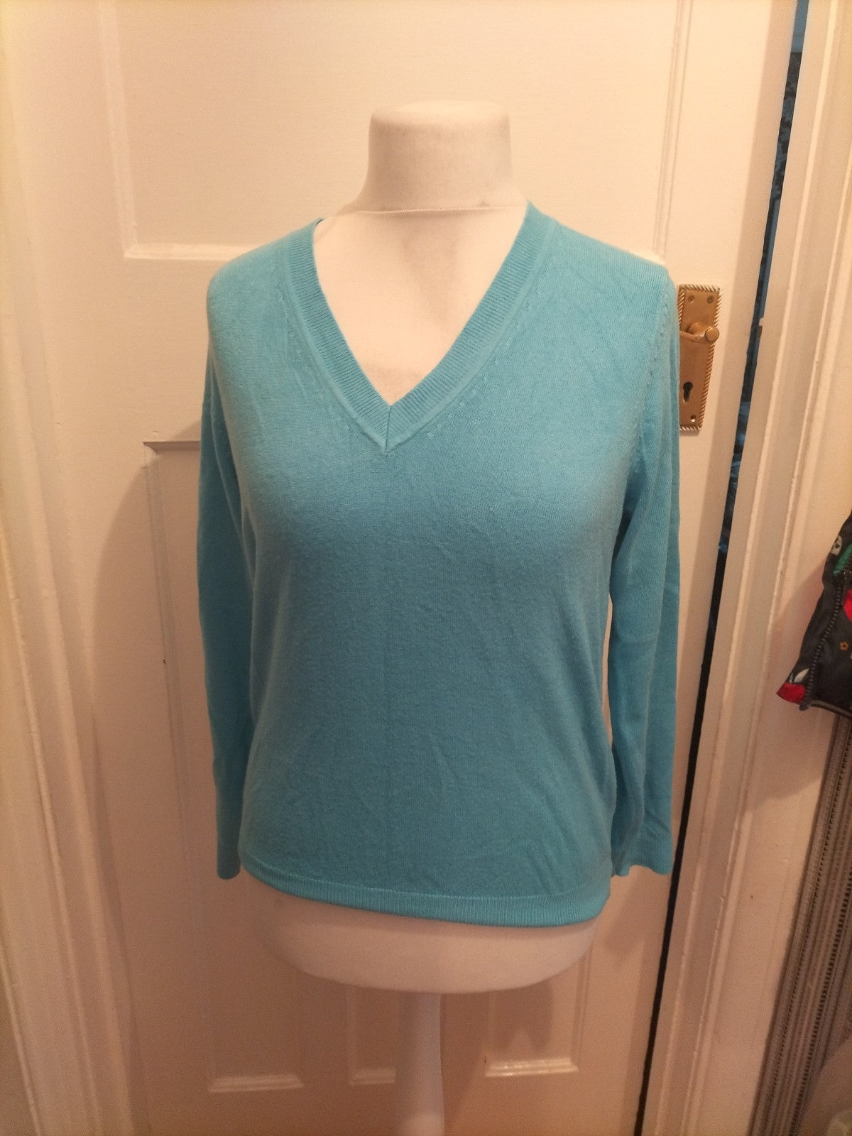 Mens M&S Collection Size M Blue V Neck Lightweight Jumper