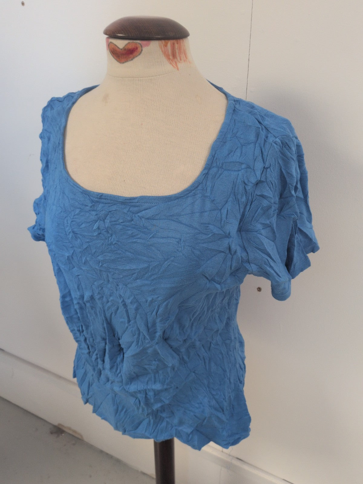 Ladies Bonmarche Size 16 Blue Shirt Sleeve Plain T-shirt
