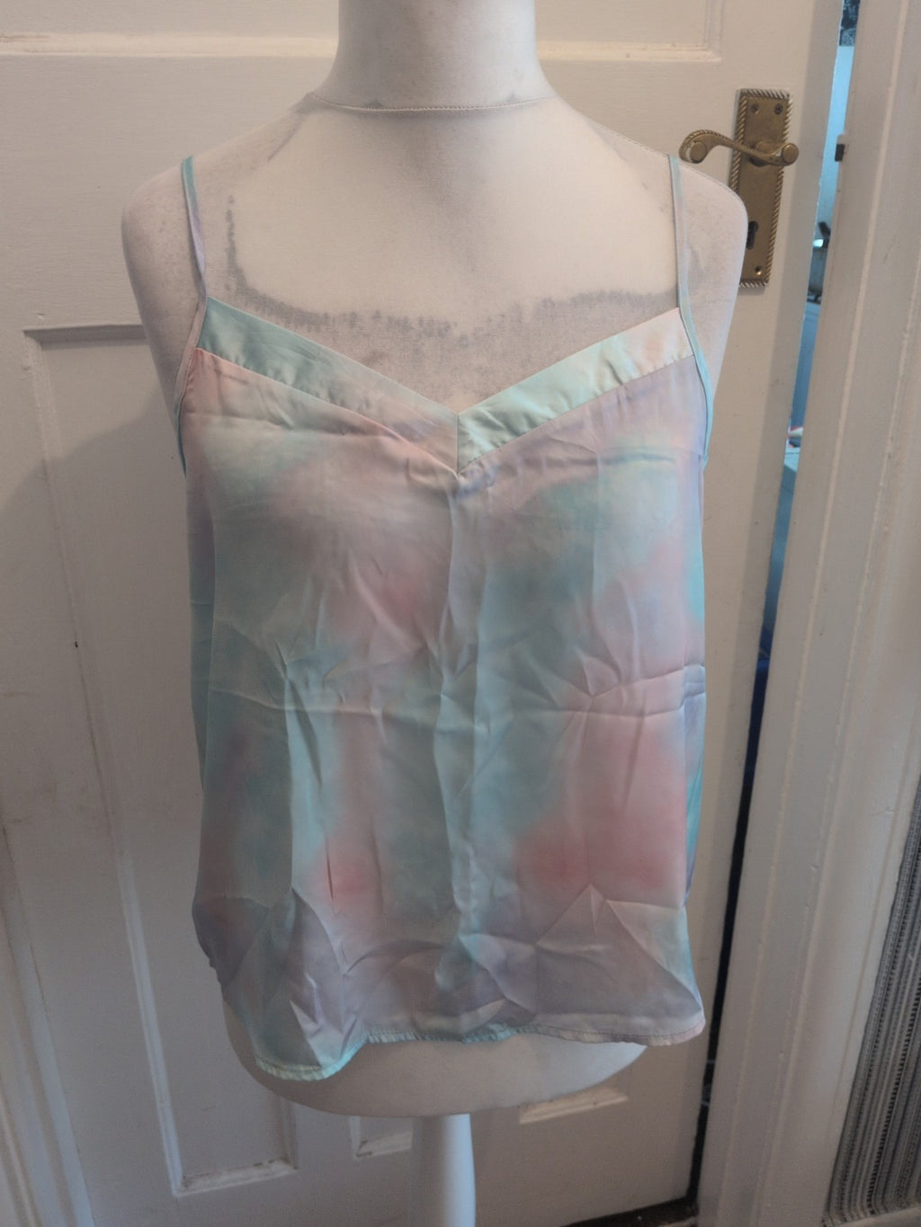 Ladies Strappy Top Primark Size 12-14 Pale Pink /pale Blue