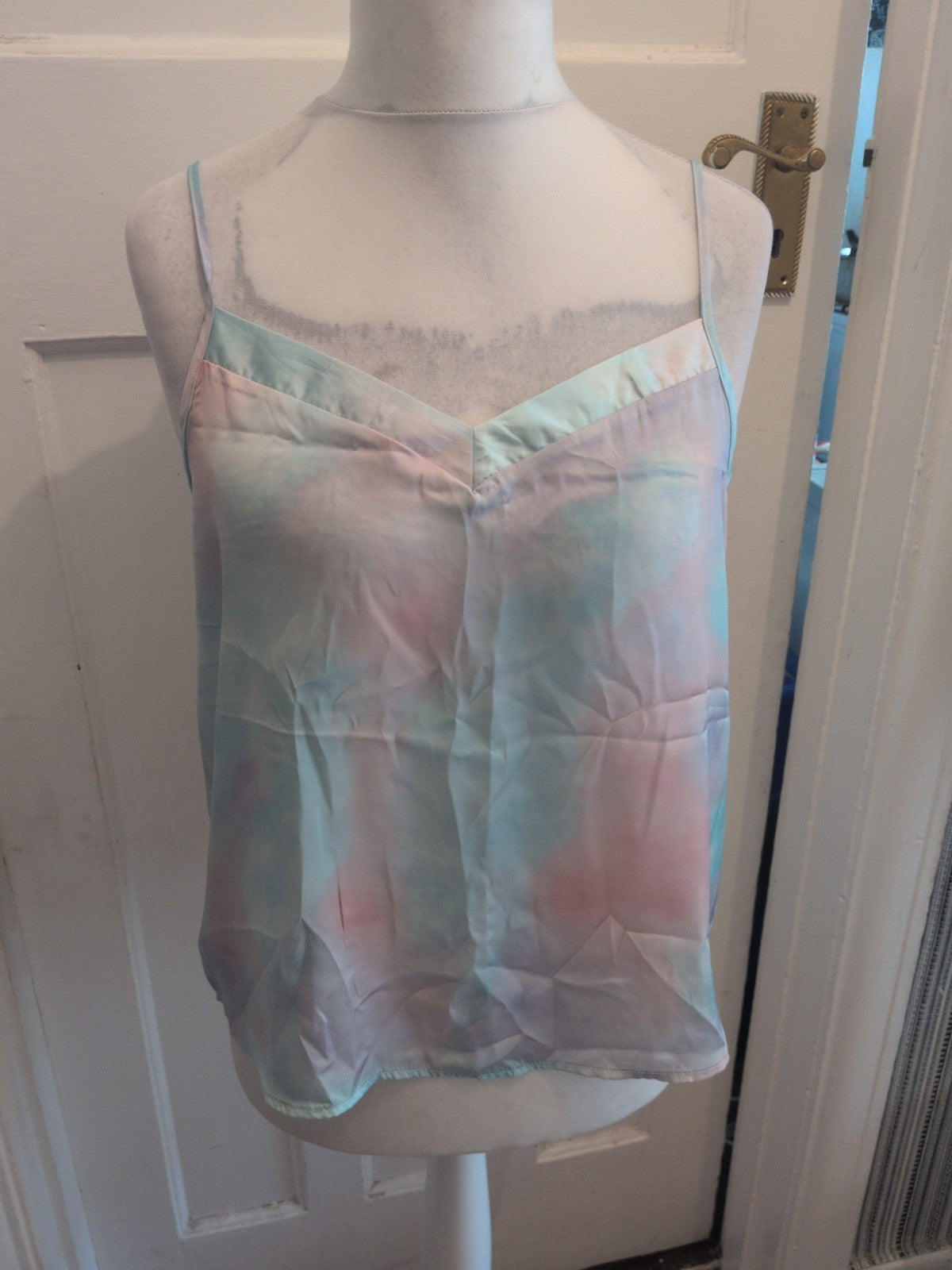 Ladies Strappy Top Primark Size 12-14 Pale Pink /pale Blue