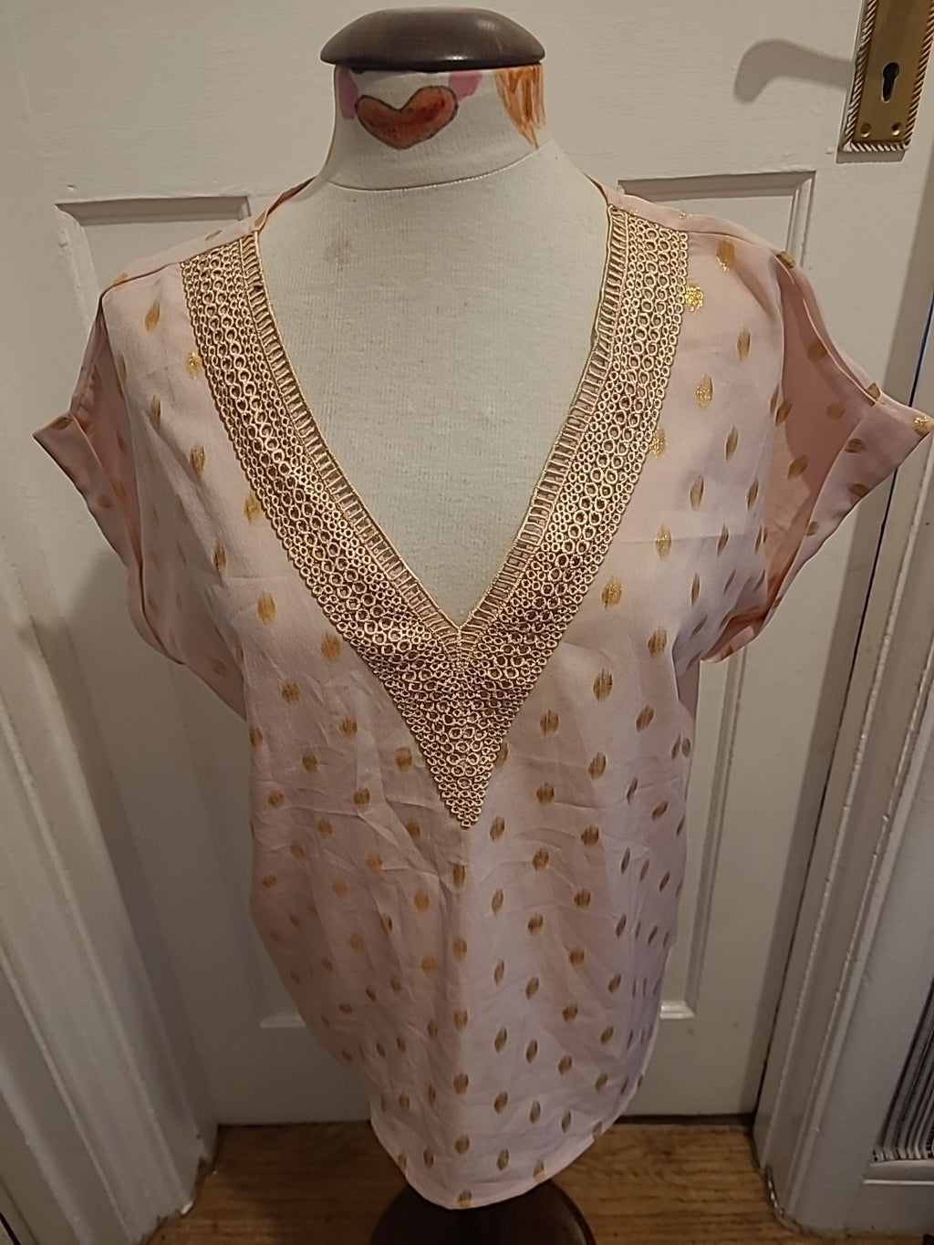 Ladies Shein Size Large Pink Gold Short Sleeved Tshirt