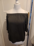 Ladies Size M/L Dark Khaki Elasticated Hem Blouse