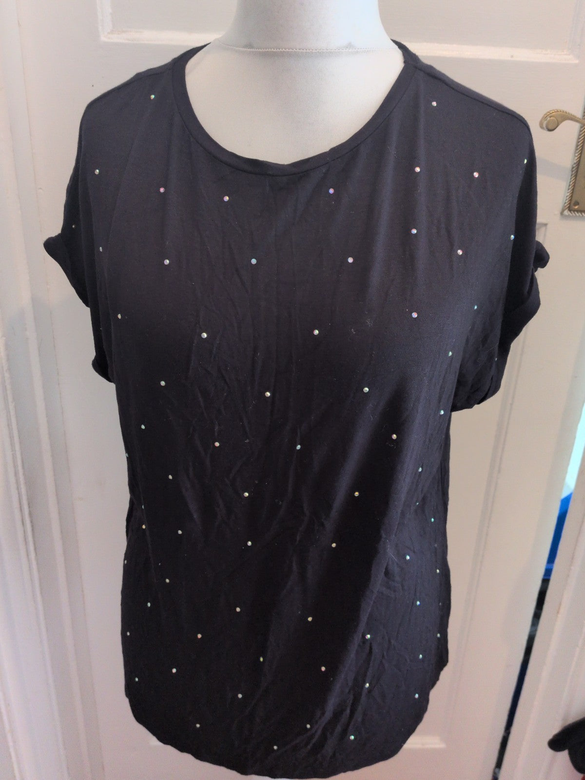 Tu 14 Relaxed Fit Black With Diamante Short Sleeve T-shirt