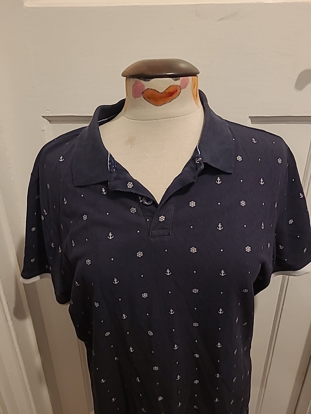 Mens Soulcal & Co Size XL Navy Anchor Polo