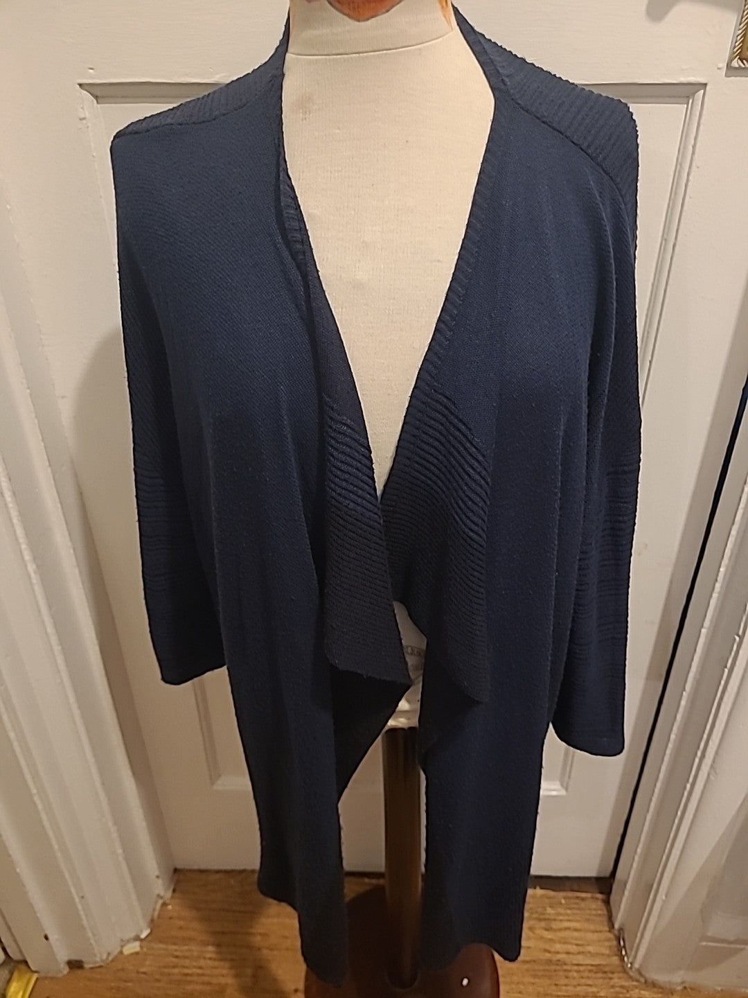 Ladies Per Una Size Large Navy Short Sleeved Cardigan