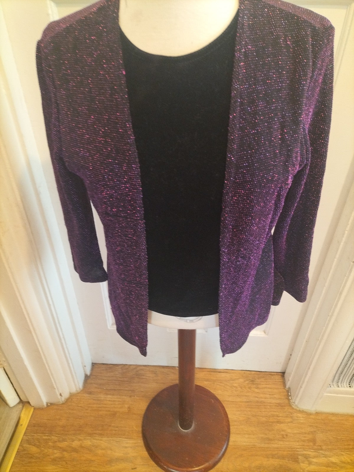 Ladies Mila Paoli Size 10 Purple Sparkle Long Sleeved Blouse