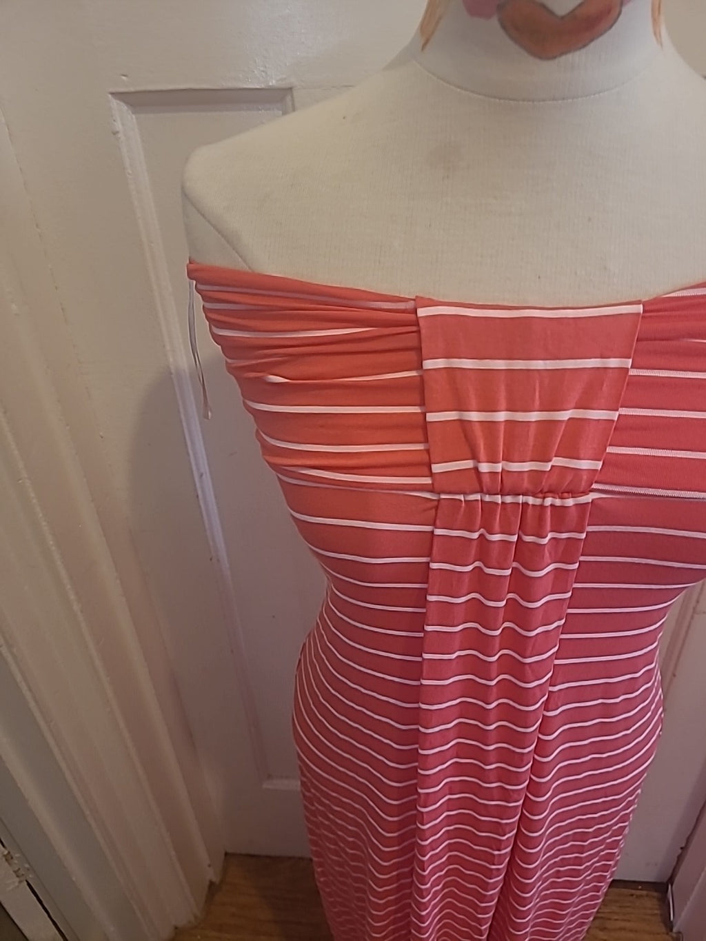 Ladies Miso Size 10 Pink And White Stripe Boobtube Dress