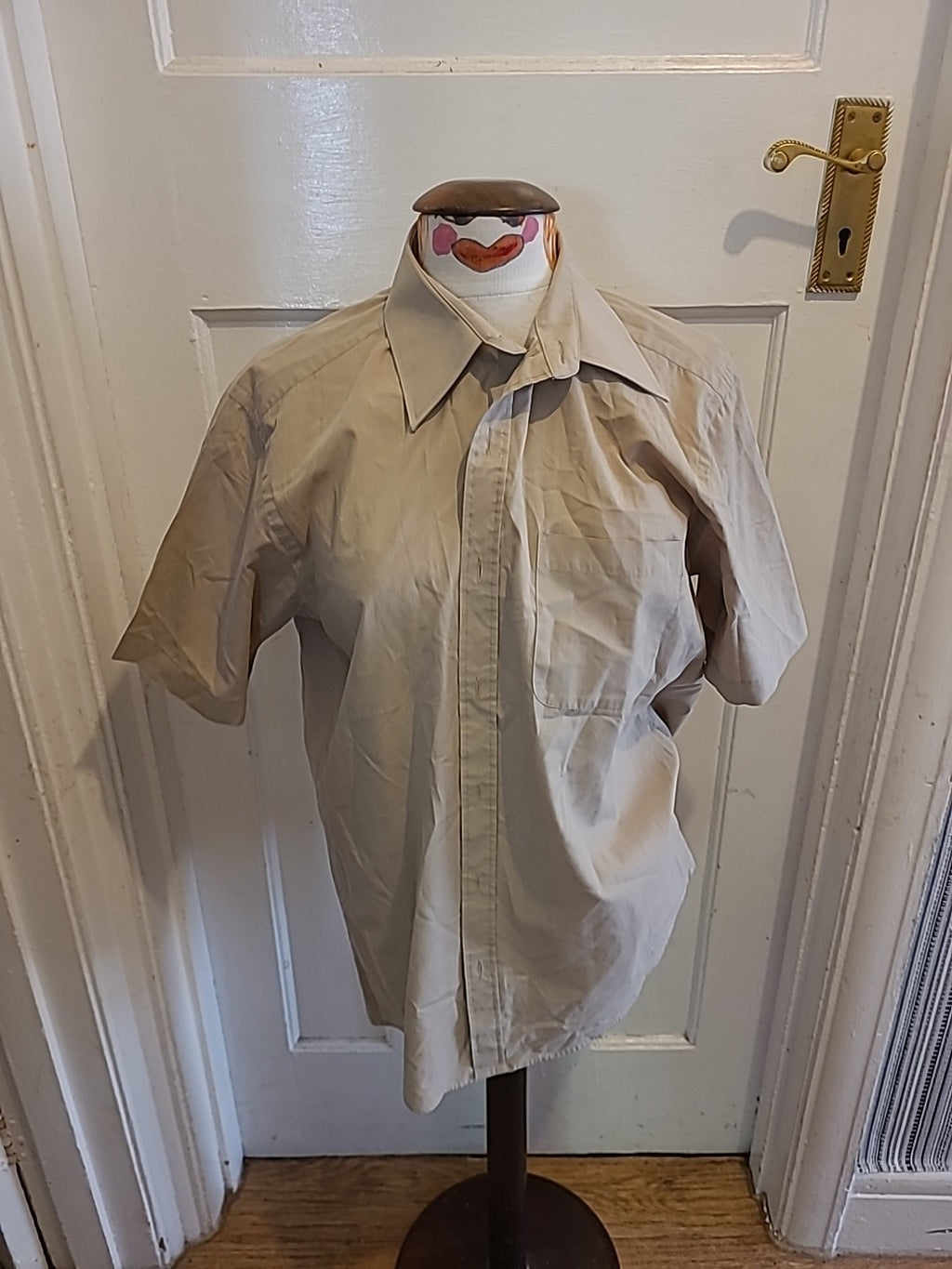 Mens George Size 16" Beige Short Sleeved Shirt