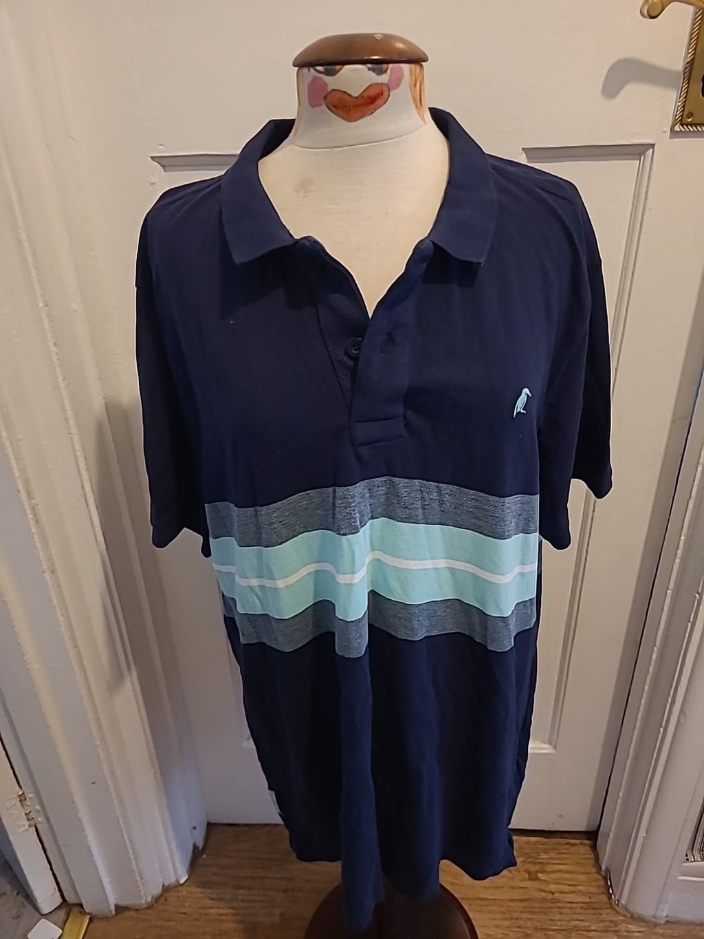 Mens Croxley Size 2XL Navy/Turquoise Short Sleeved Polo