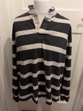 TU 2XL Charcoal And White Stripe Long Sleeve Polo