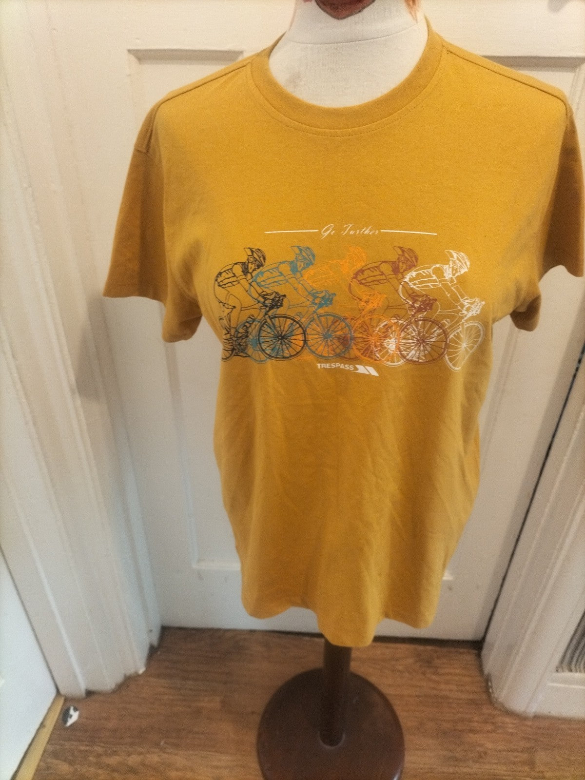 Mwns Trespass Size XS Mustard Cycling Design Short Sleeved Tshirt