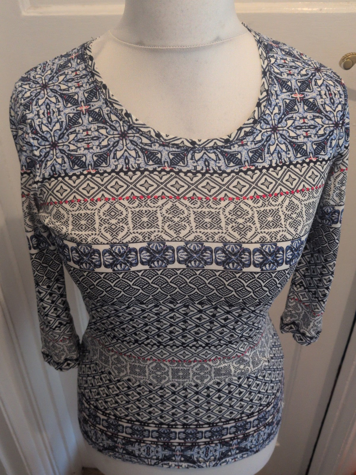Olson 12 Blue Black Red Long Sleeve Blouse