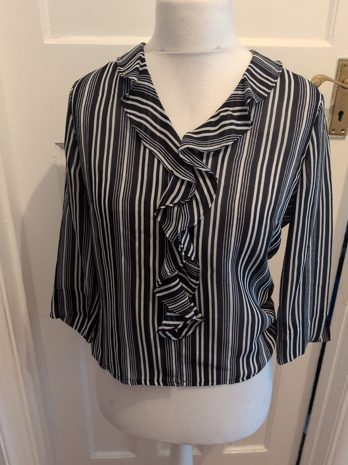 Alex And Co 12 Navy And White striped Long Sleeved Blouse