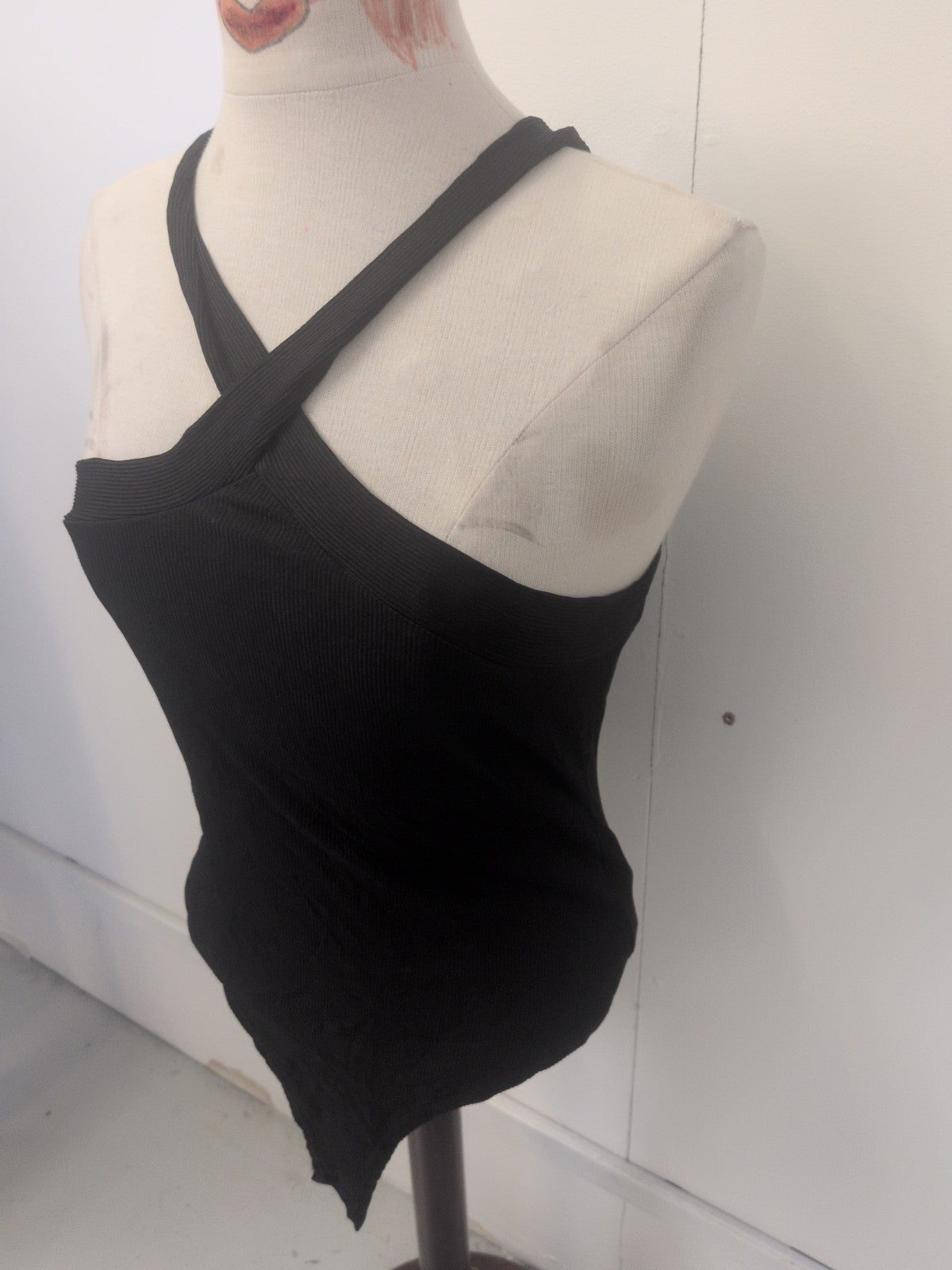 Ladies Shein Size Large Black Cross Cross Sleeveless Bodysuit