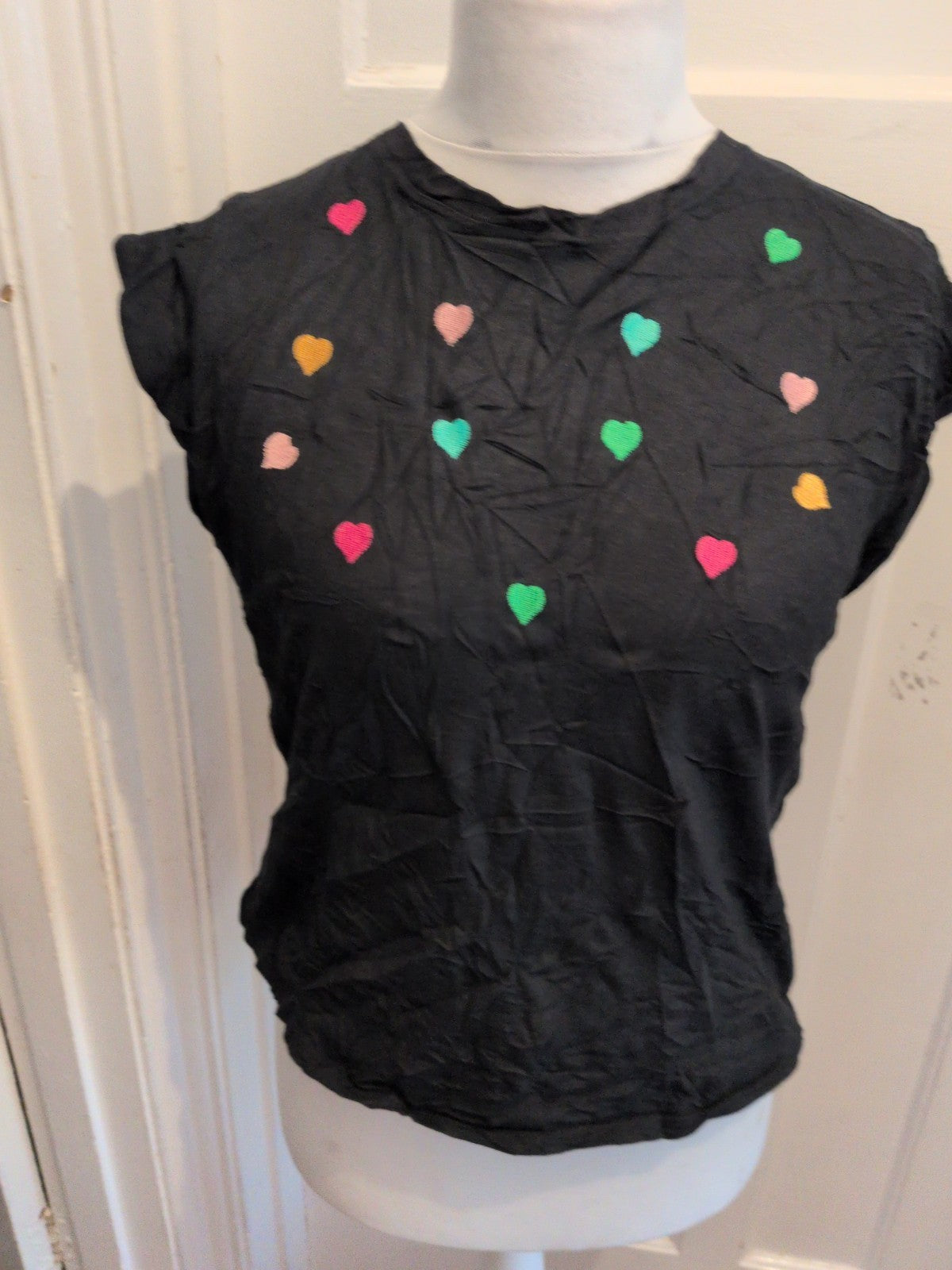 Rojas Medium Black Heart Print T-shirt Ladies