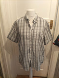 Mens Colin Montgomerie Size Large Grey Check/Striped Short Sleeved Shirt