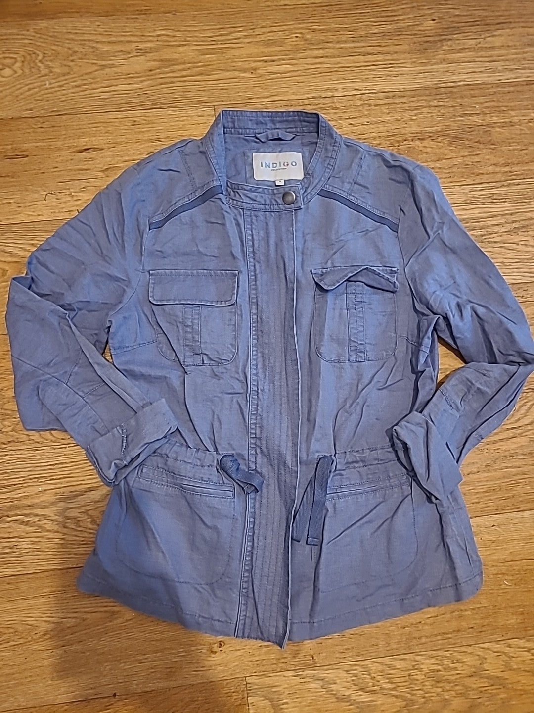 Ladies Indigo Size 8 Blue Long Sleeved Zipped Jacket Lightweight