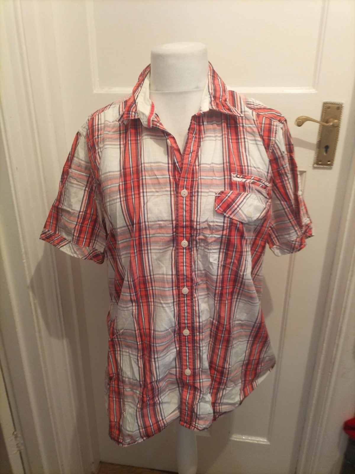 Mens North Coast Size XL Slim Fit Red And White Shirt