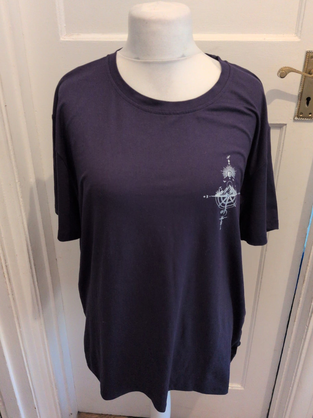 Manfinity 2XL Navy Compass Print Short Sleeve T-shirt