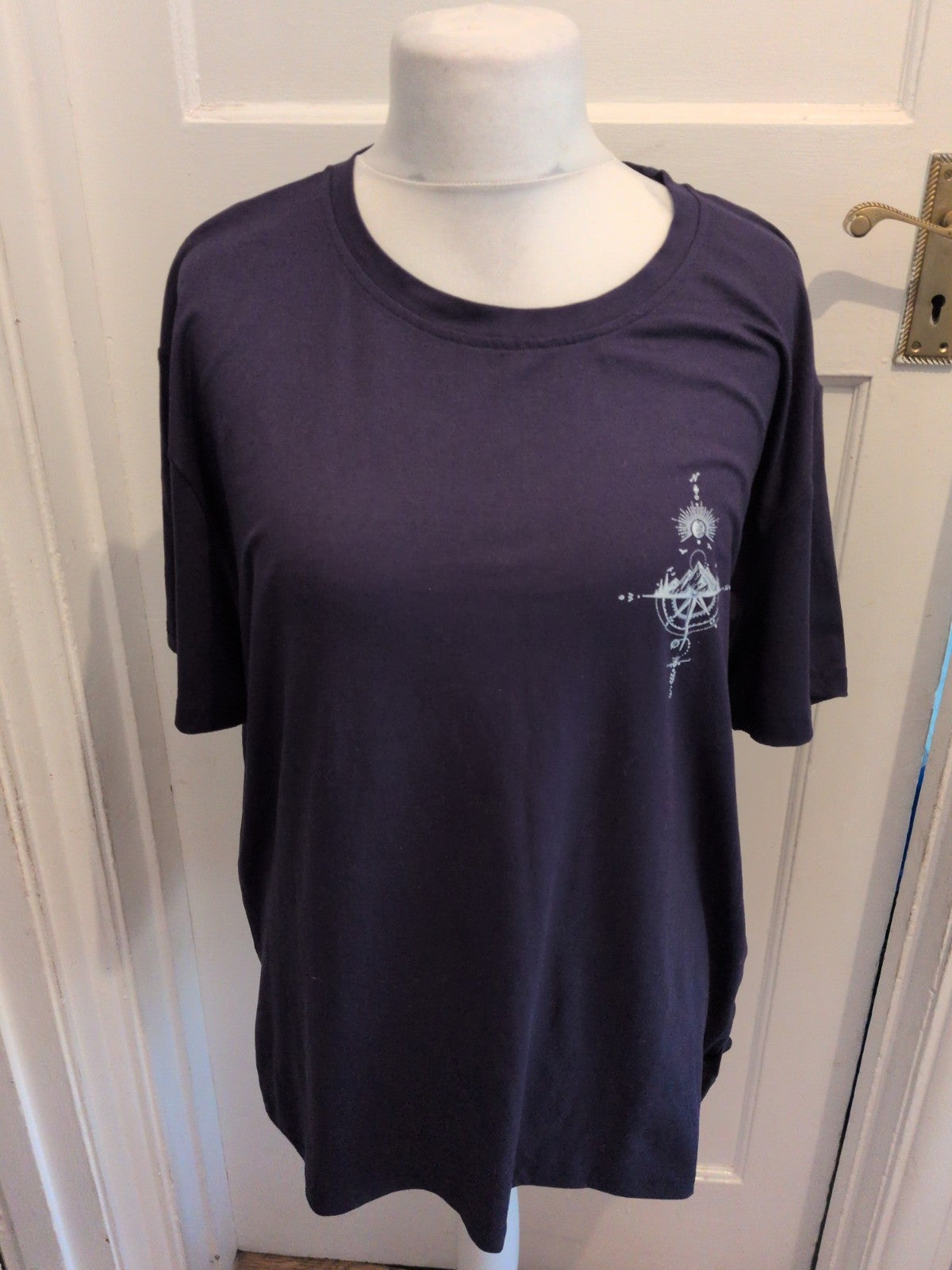 Manfinity 2XL Navy Compass Print Short Sleeve T-shirt