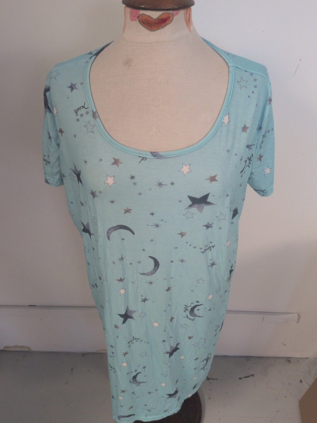 Large Turquoise Star And Moon Pyjama Nighty