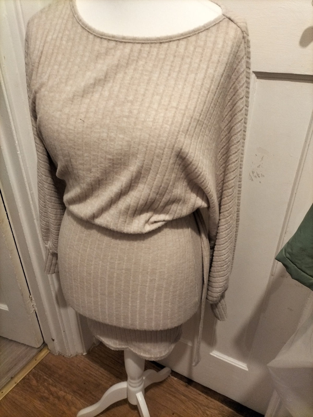 Ladies Shein Size Small Pale Beige Long Sleeved Jumper Style Dress