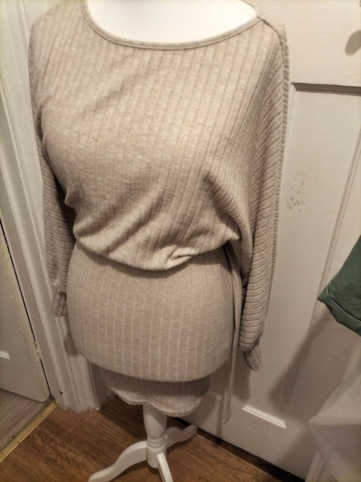 Ladies Shein Size Small Pale Beige Long Sleeved Jumper Style Dress