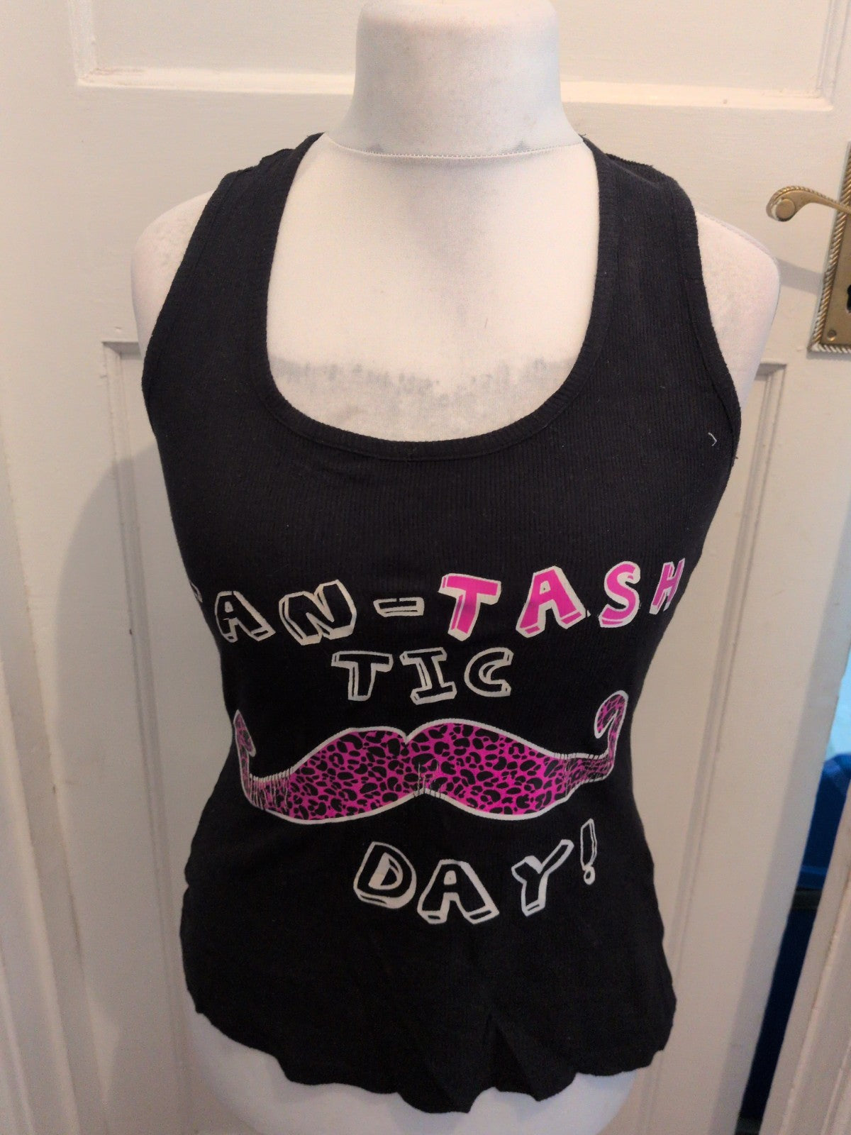 Primark Small Navy With Purple Print Sleeveless Pyjama Top