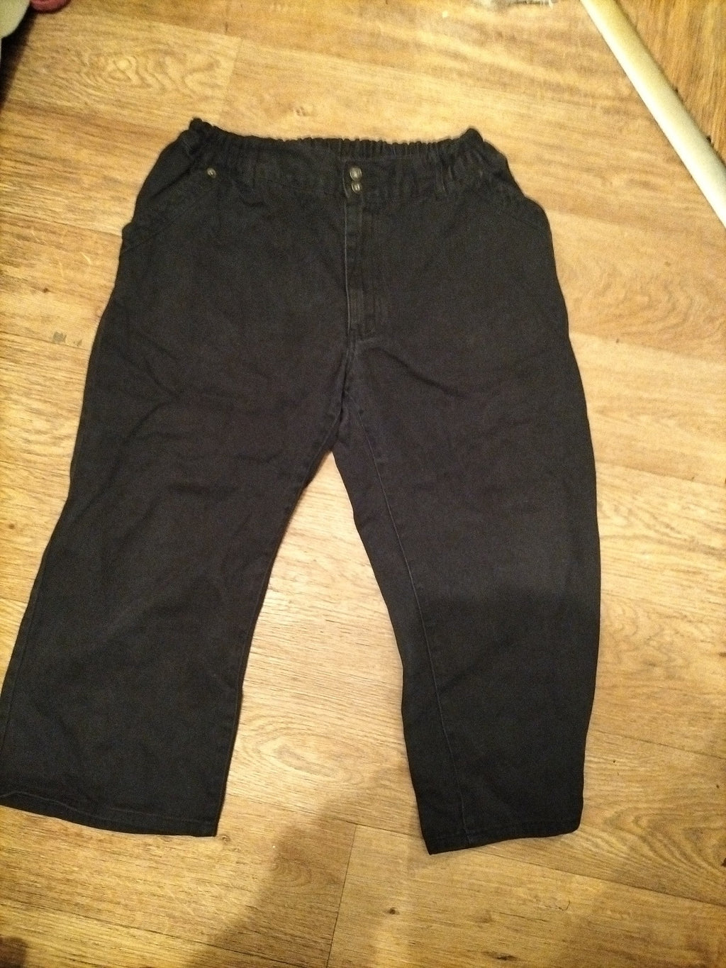 Mens Size Medium Black Elasticated Cropped Jeans