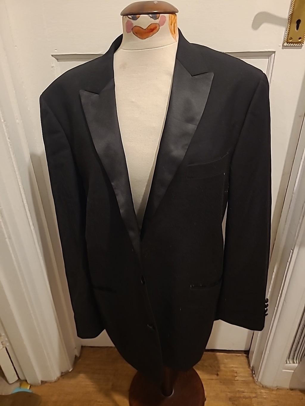 Mens George Size 42R Black Padded Blue Lined Blazer
