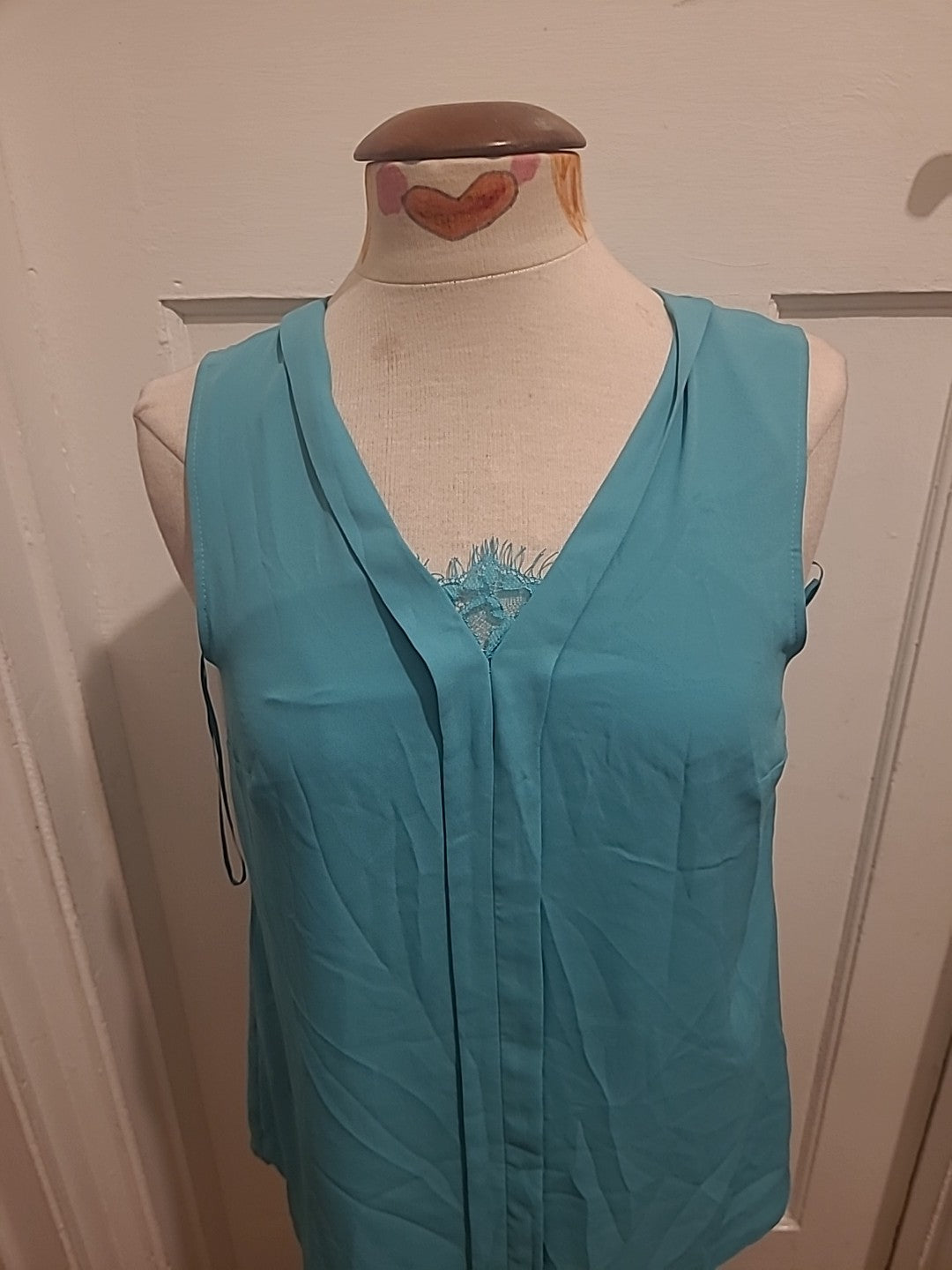 Ladies David Emanuel Size 10 Turquoise Sleeveless V Neck Blouse