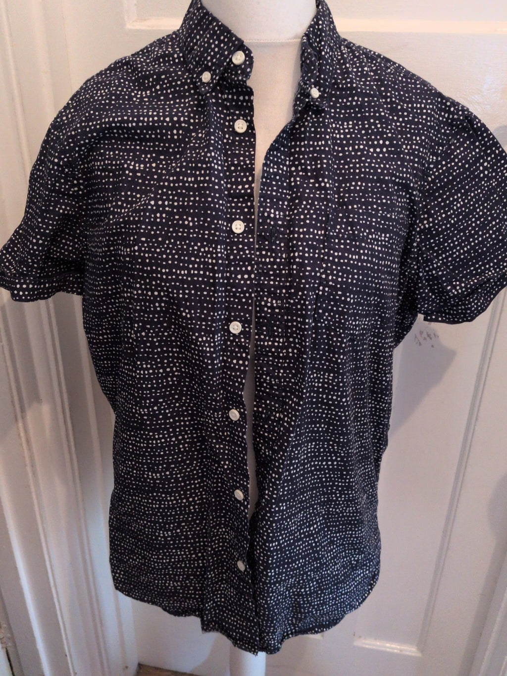 F&F Large Cotton Navy Spot Short Sleeve Shirt