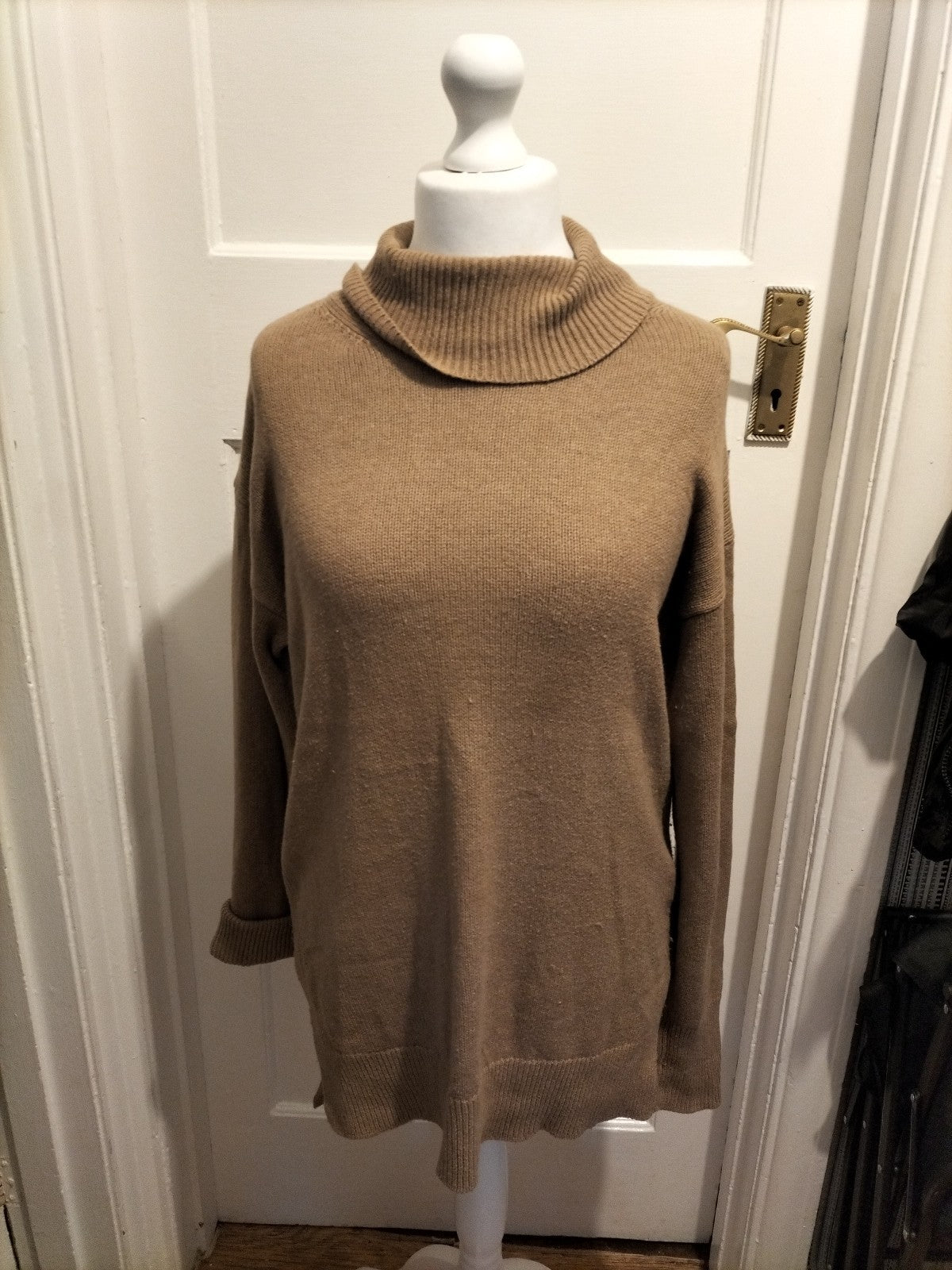 Ladies Baukjen Size 12 Coffee Roll Neck Jumper