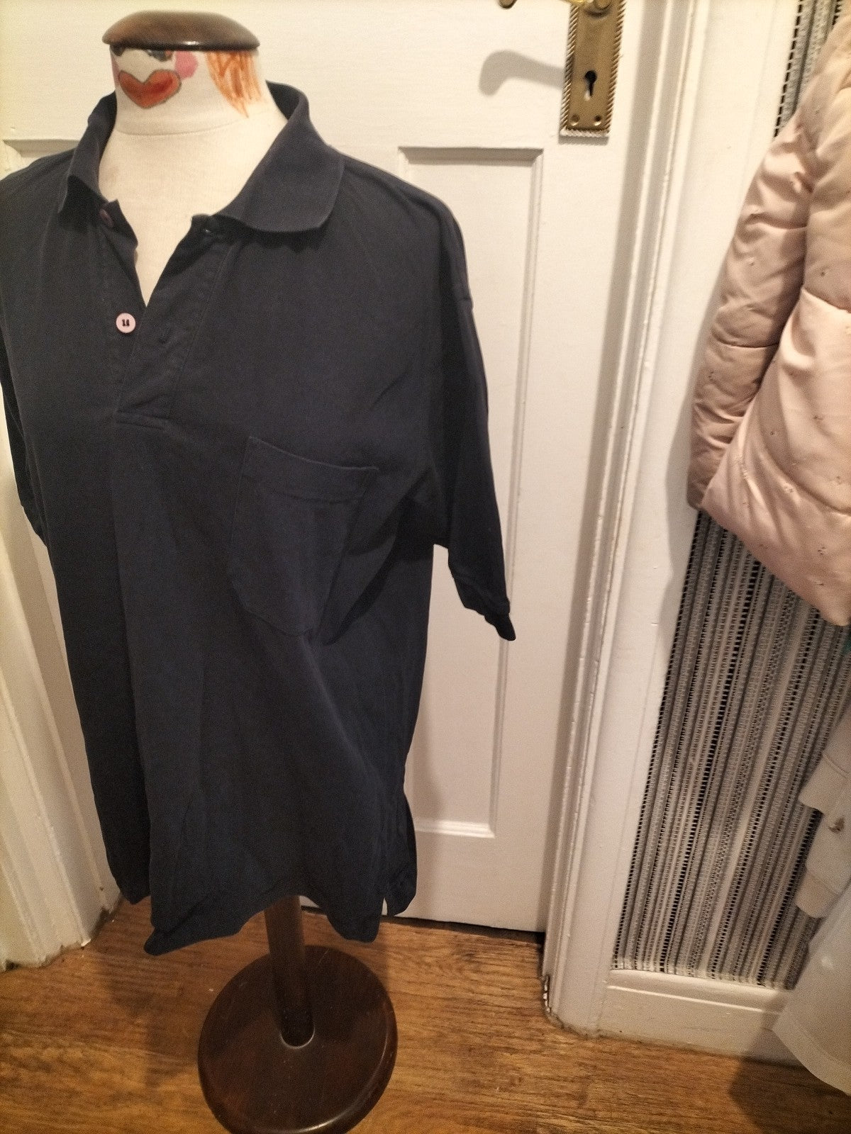 Mens RedGreen Size Large Navy Short Sleeved Polo