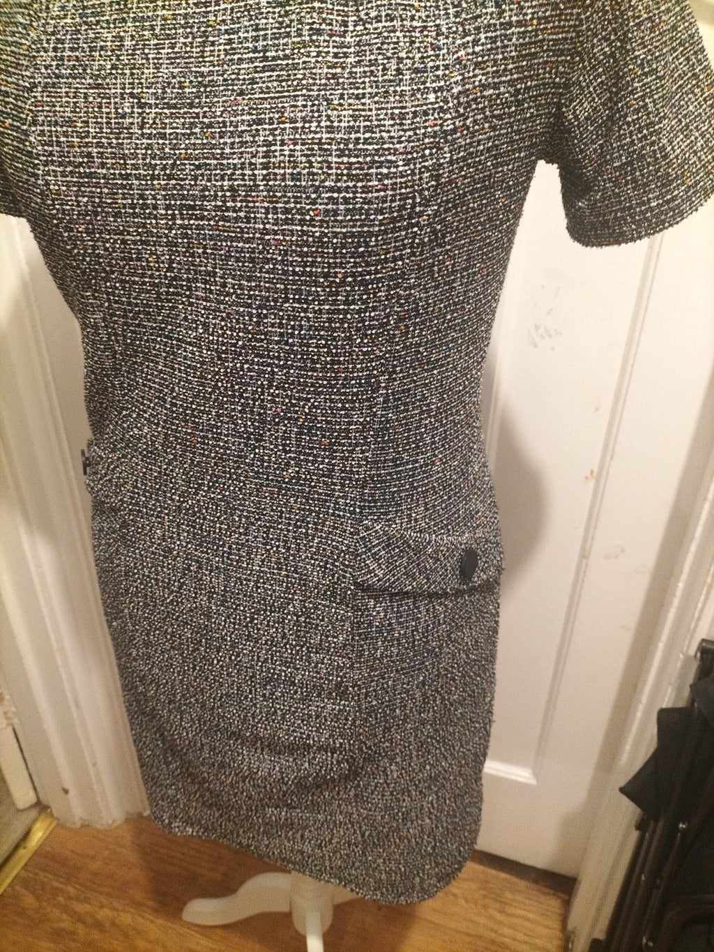 Ladies George Size 12 Black/White/Orange Fleck Collared Dress