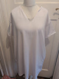 2XL T-shirt Dress Short Sleeve Knee Length V Neck White