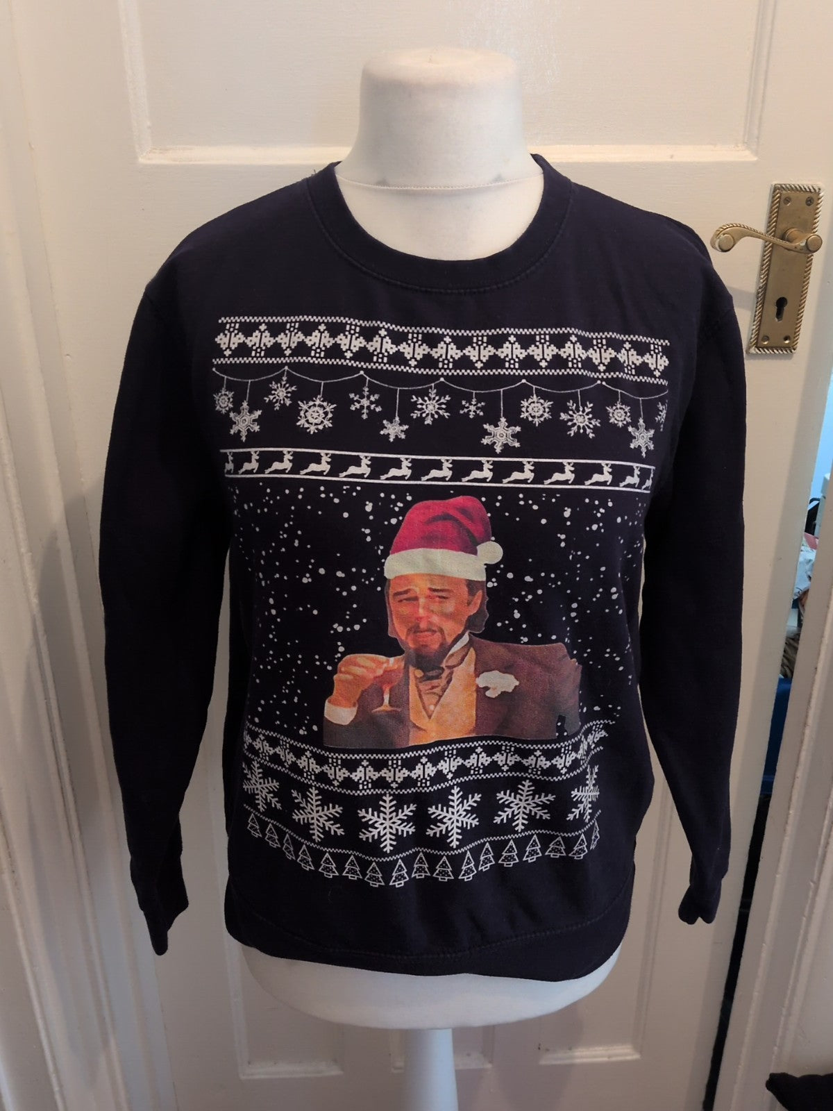 Just Hoods Medium Navy Christmas Print Pullover Jumper