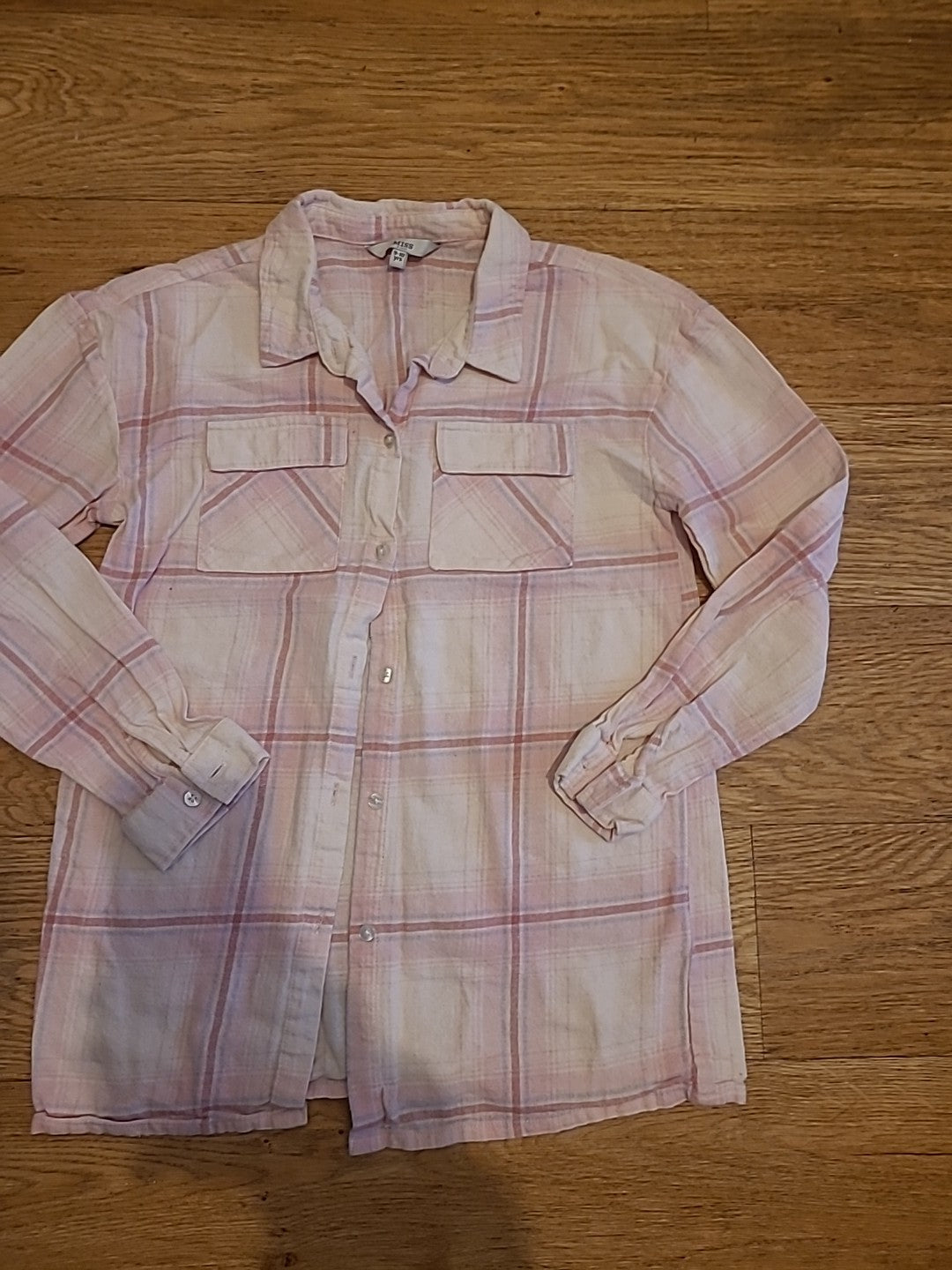 Girls Miss Evie Age 9-10 Years Pink Check Long Sleeved Pyjama Top