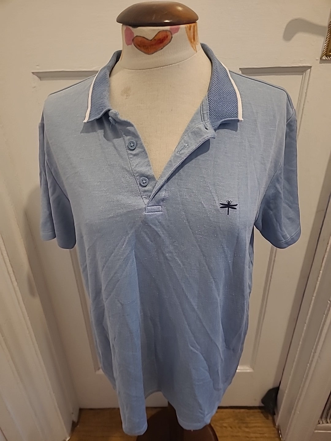 Mens Easy Size Large Pale Blue Short Sleeved Polo