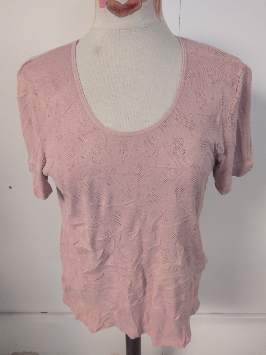 Ladies Damart Size Large Pink Thermal Short Sleeve T-shirt