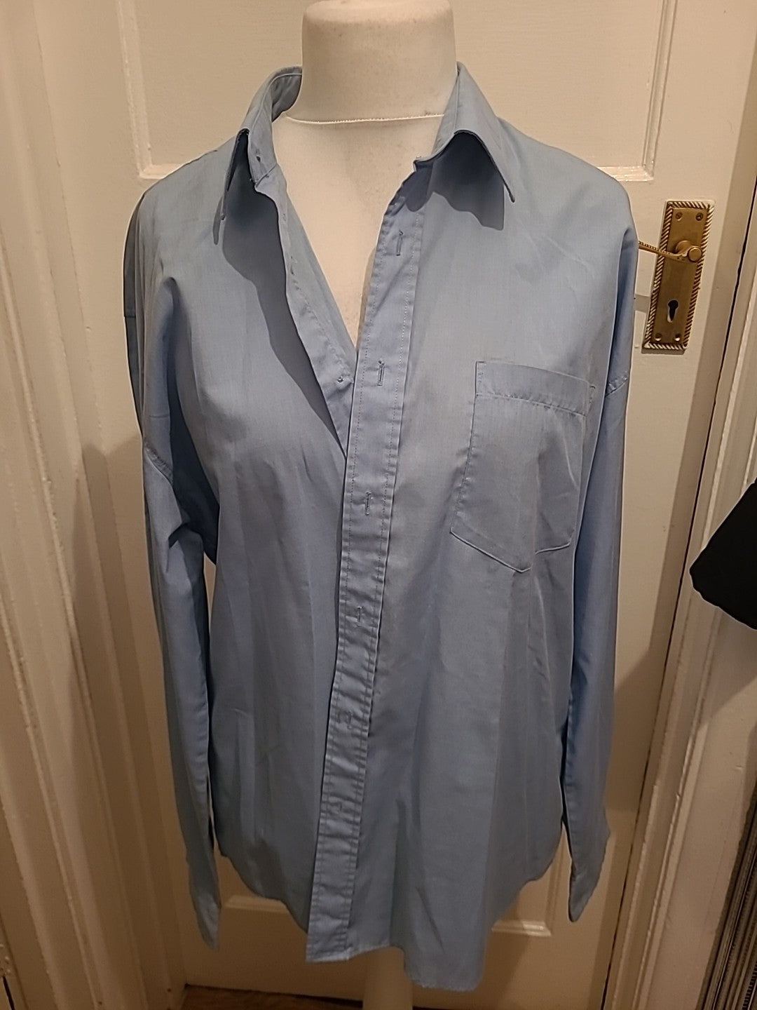 Mens Lorenzo Didakka Size 45/46 Blue Long Sleeved Shirt Marked Neck